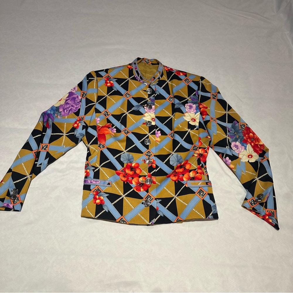 Blue and Black Geometric Lightweight Jacket
